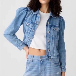 Gap factory puff sleeve icon denim jacket